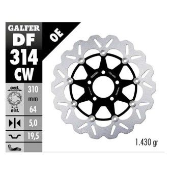 GALFER DISCO WAVE FLOATING COMPLETO ALU 310X5MM