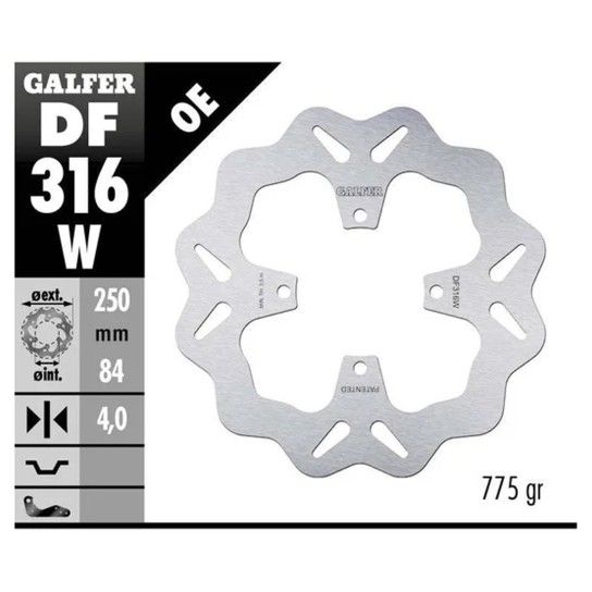 GALFER BANDIT400 GSX600F GSX750F 1989-97 DISCO TRAS 250x4mm