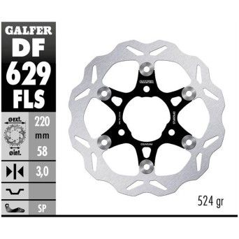 GALFER DISCO FRENTE OVERSIZE (C. STEEL) 220x3mm