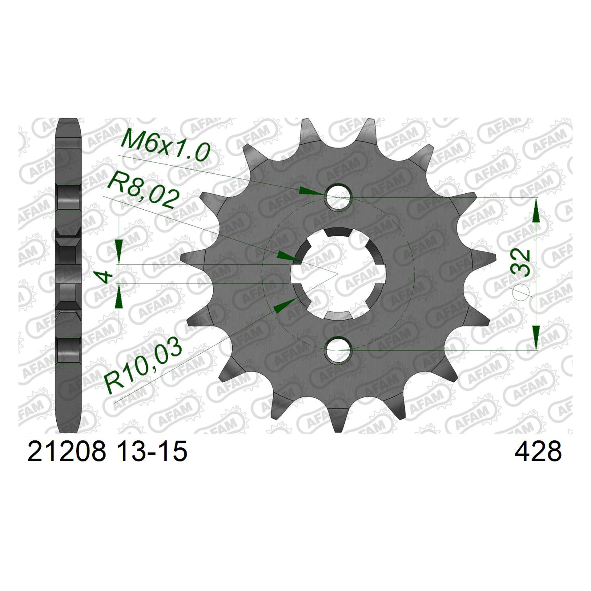 AFAM PINHAO 428 MT125 2015-19 YZF-R125 2008-18 AFAM PINHAO 428 MT125 2015-19 YZF-R125 2008-18