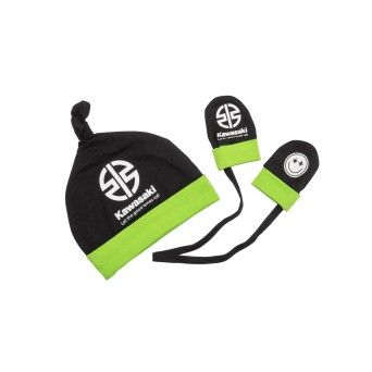 KAWASAKI BABY HAT AND MITTENS